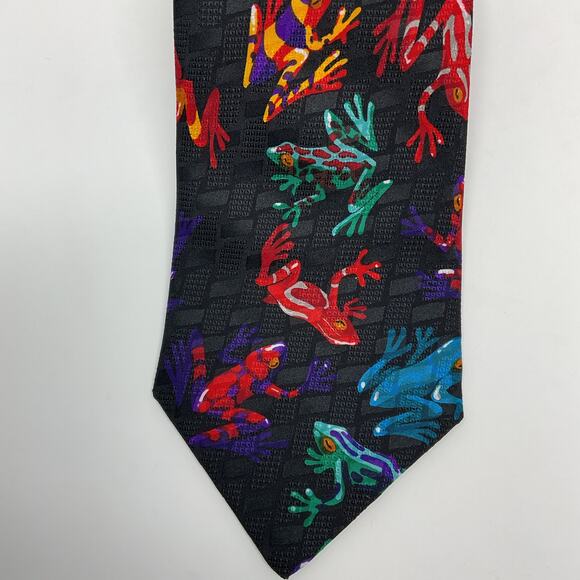 Vintage Addiction Novelty Art Tie Mens All Over Print Neon Tree Frogs Y2K 2000s - Picture 5 of 5